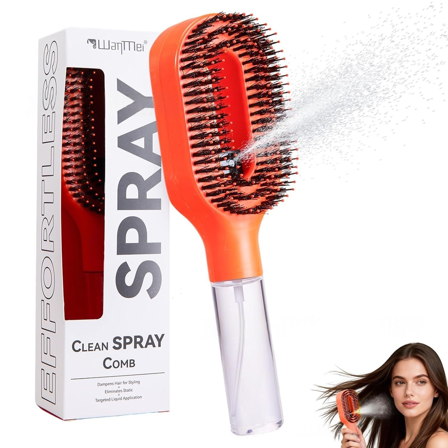 2in1 Sprayer Comb Detangling Scalp Massage Hairbrush With Spray Bottle Essential Oil Water Mist Spray Brush Anti-static Summer